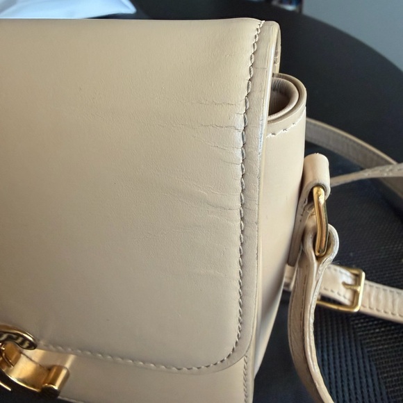 Celine Classic Triomphe Tan Leather Crossbody Bag with Gold Accent - Picture 3 of 6